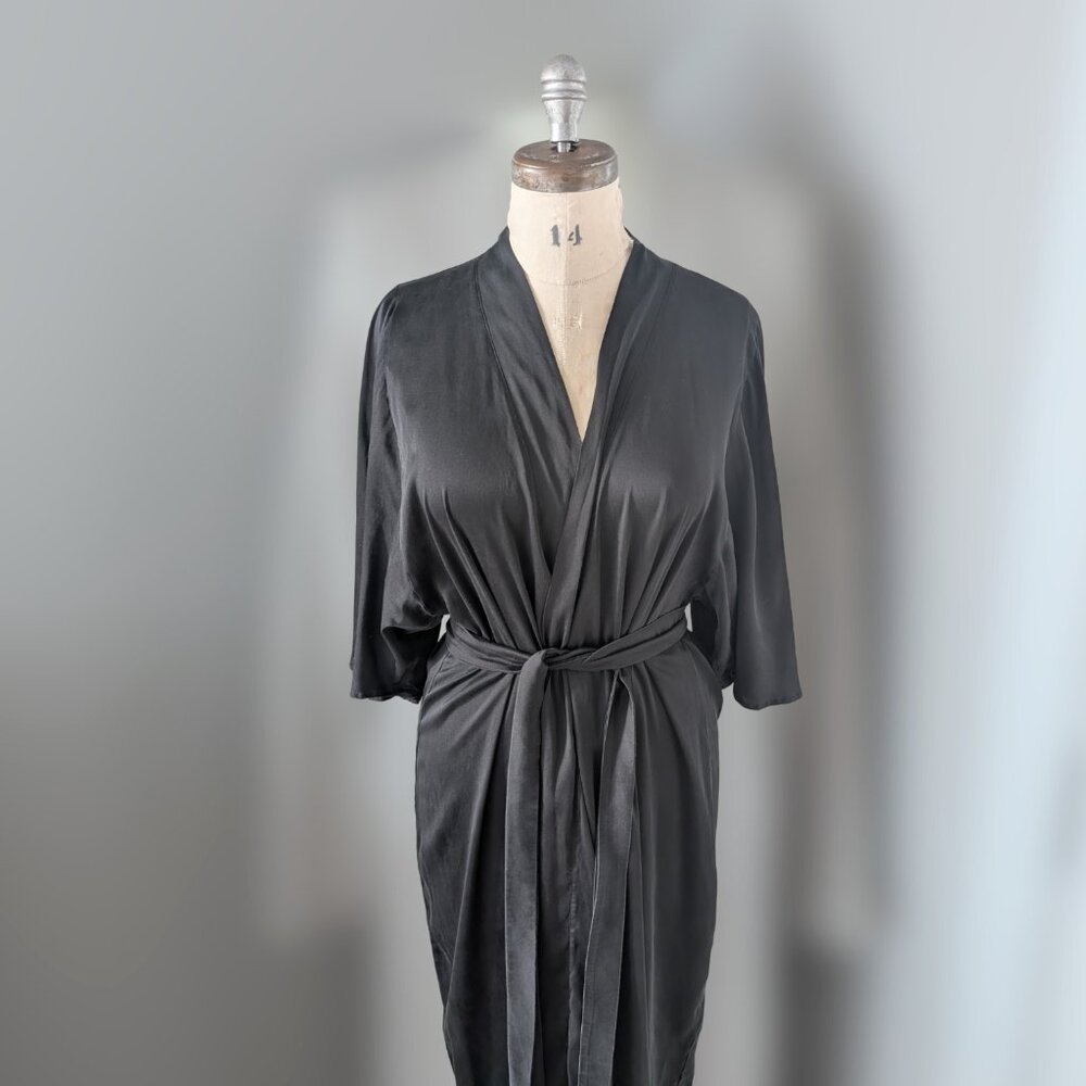 Stretch Satin Black Robe